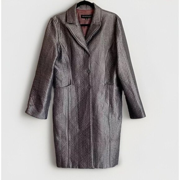 Kenneth Cole NY Women’s Overcoat Size M Mid Length Metallic Gray Quiet Luxury - Picture 3 of 9